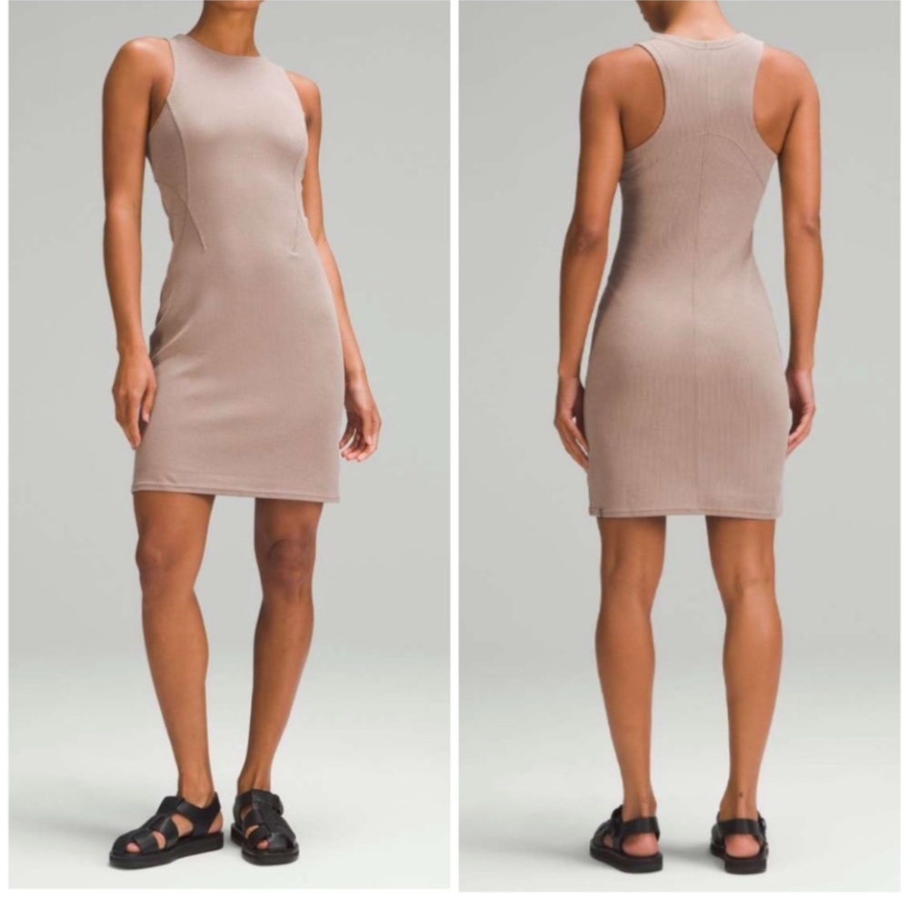 Lululemon Ribbed Softstreme Slim-Fit Tank Dress in Taupetastic Sz. 6 NWT